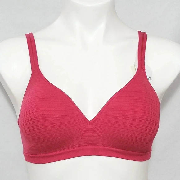 Medium Hanes G260‎ WireFree Soft Cup Bra Red Stripe - Picture 1 of 4